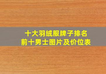 十大羽绒服牌子排名前十男士图片及价位表