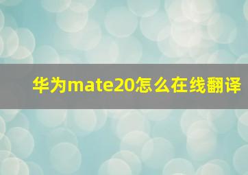 华为mate20怎么在线翻译