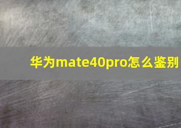 华为mate40pro怎么鉴别