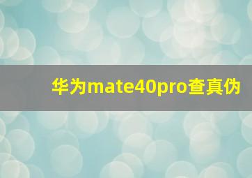 华为mate40pro查真伪