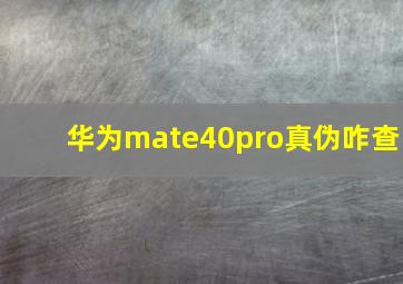 华为mate40pro真伪咋查