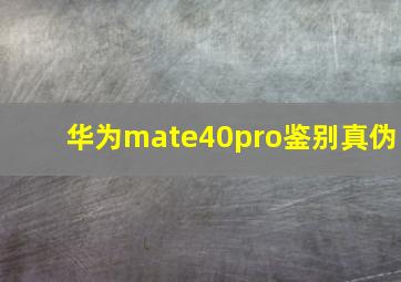 华为mate40pro鉴别真伪