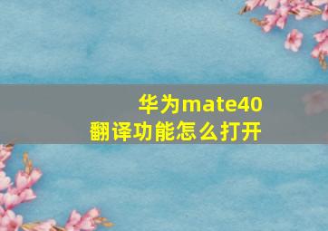 华为mate40翻译功能怎么打开