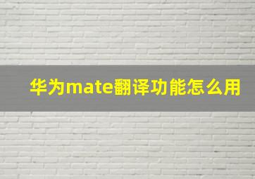 华为mate翻译功能怎么用