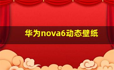 华为nova6动态壁纸