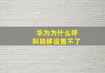 华为为什么呼叫转移设置不了