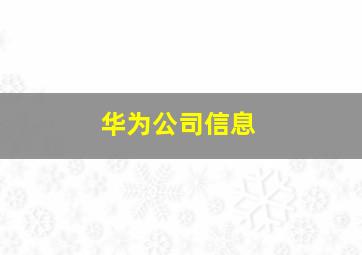 华为公司信息