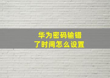 华为密码输错了时间怎么设置