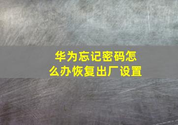 华为忘记密码怎么办恢复出厂设置