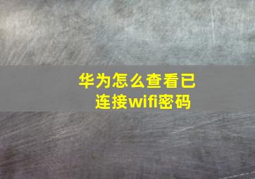 华为怎么查看已连接wifi密码