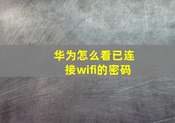 华为怎么看已连接wifi的密码