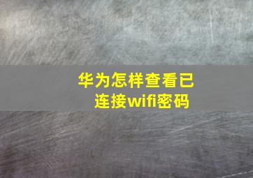 华为怎样查看已连接wifi密码