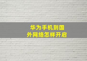 华为手机到国外网络怎样开启