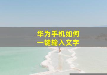 华为手机如何一键输入文字