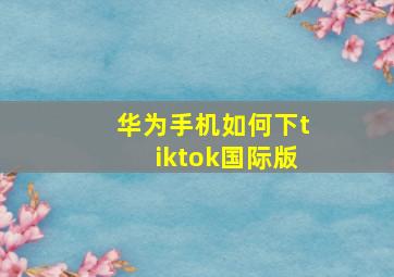 华为手机如何下tiktok国际版