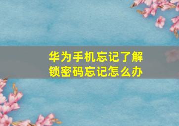 华为手机忘记了解锁密码忘记怎么办