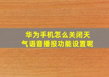 华为手机怎么关闭天气语音播报功能设置呢