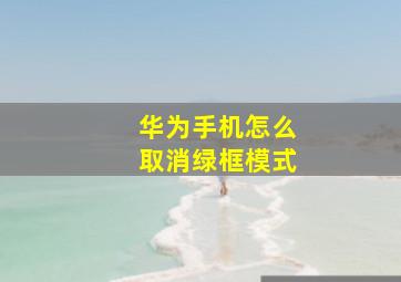 华为手机怎么取消绿框模式