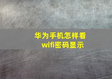 华为手机怎样看wifi密码显示