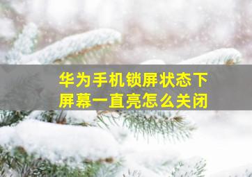 华为手机锁屏状态下屏幕一直亮怎么关闭