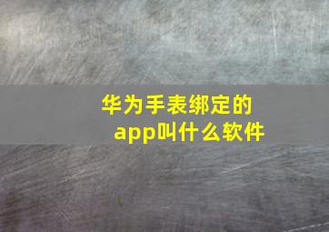 华为手表绑定的app叫什么软件