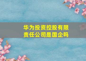 华为投资控股有限责任公司是国企吗