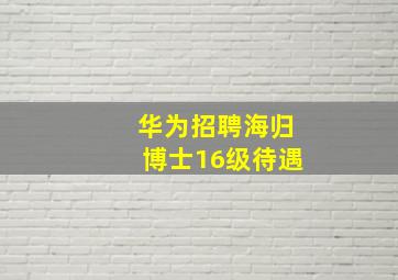 华为招聘海归博士16级待遇