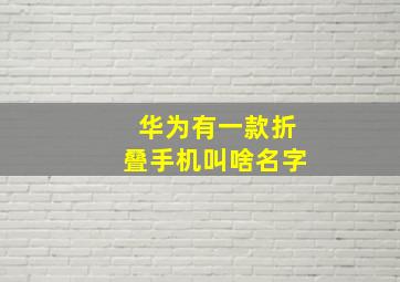 华为有一款折叠手机叫啥名字