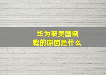 华为被美国制裁的原因是什么