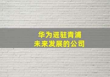 华为进驻青浦未来发展的公司