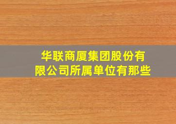 华联商厦集团股份有限公司所属单位有那些