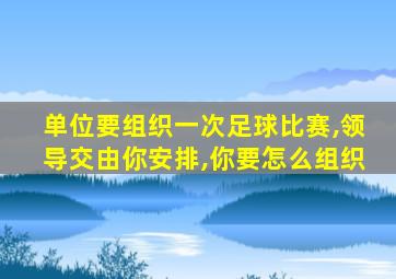 单位要组织一次足球比赛,领导交由你安排,你要怎么组织