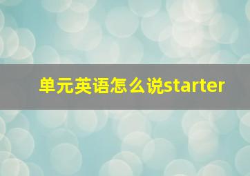 单元英语怎么说starter