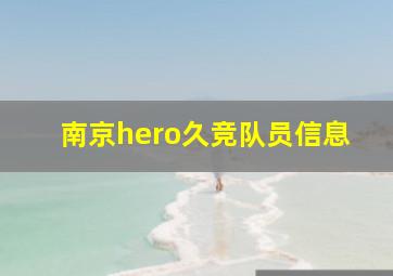 南京hero久竞队员信息