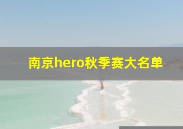 南京hero秋季赛大名单