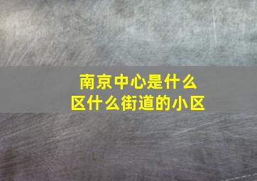 南京中心是什么区什么街道的小区