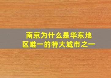 南京为什么是华东地区唯一的特大城市之一