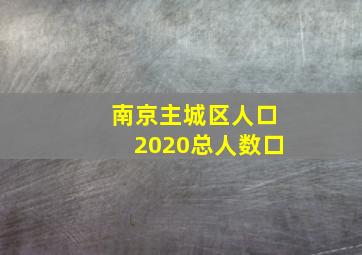 南京主城区人口2020总人数口