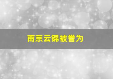 南京云锦被誉为