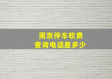 南京停车收费查询电话是多少