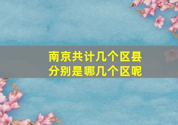 南京共计几个区县分别是哪几个区呢