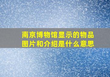 南京博物馆显示的物品图片和介绍是什么意思