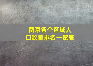 南京各个区域人口数量排名一览表