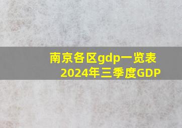 南京各区gdp一览表2024年三季度GDP