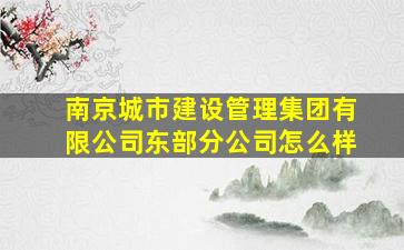 南京城市建设管理集团有限公司东部分公司怎么样