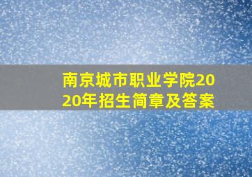 南京城市职业学院2020年招生简章及答案