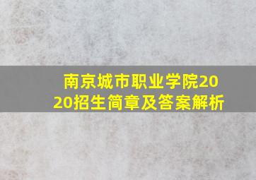 南京城市职业学院2020招生简章及答案解析