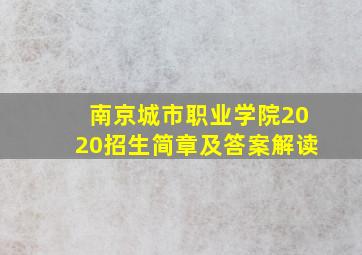 南京城市职业学院2020招生简章及答案解读