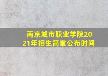 南京城市职业学院2021年招生简章公布时间