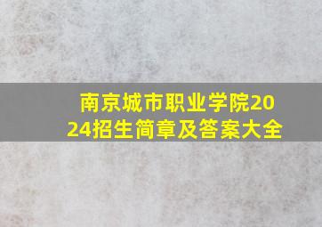 南京城市职业学院2024招生简章及答案大全